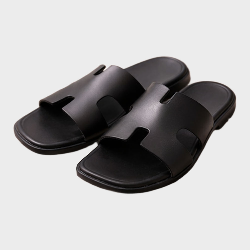 Black leather sandals