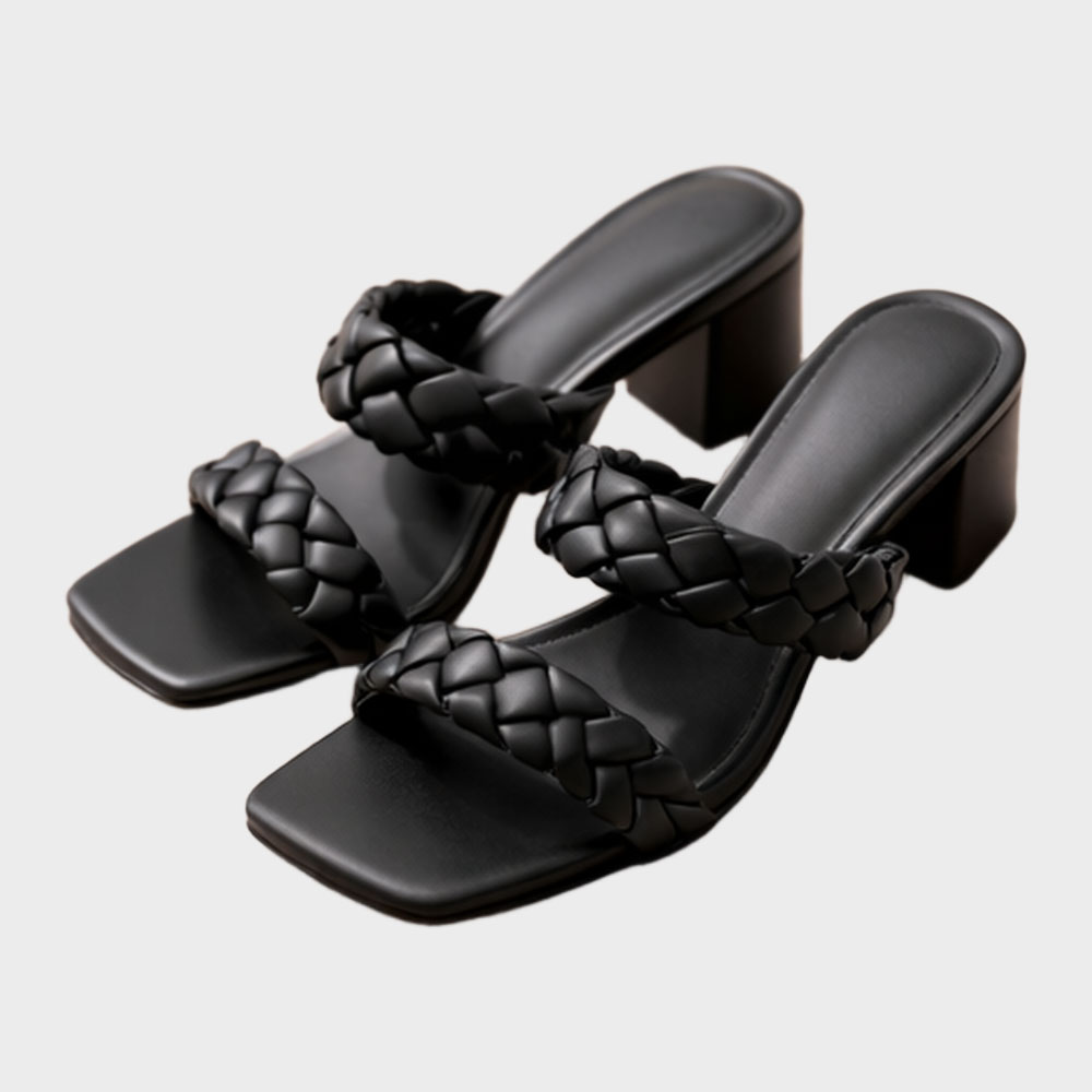 Braided block heel sandals