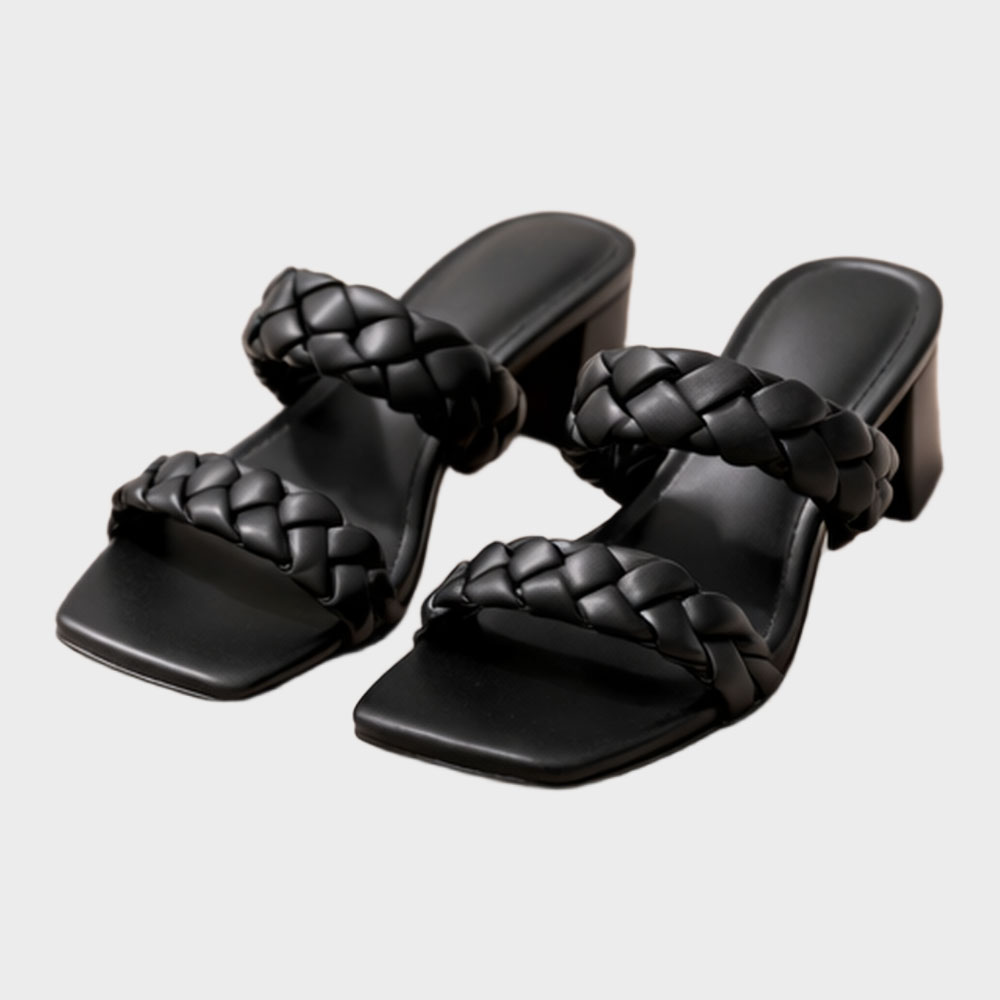 Braided block heel sandals - Image 2